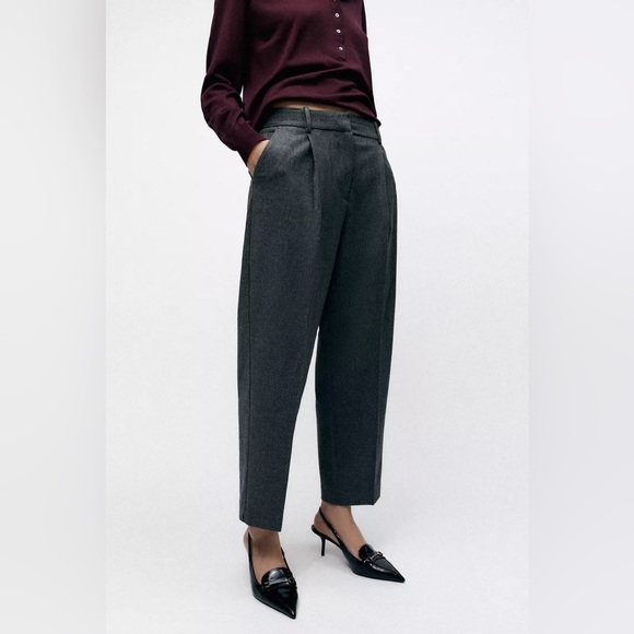 NWT ZARA STRAIGHT CUT PLEATED PANTS - Picture 6 of 9